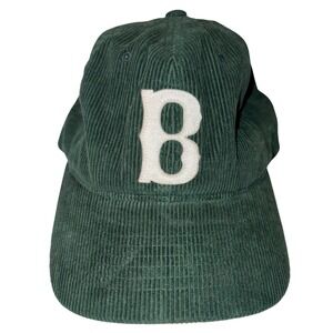 Brixton Corduroy Hat Green Chenille B Patch Strapback Cap Retro Streetwear